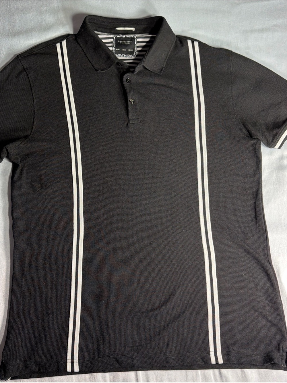 Cactus Black Polo with White Contrast Trim - Men